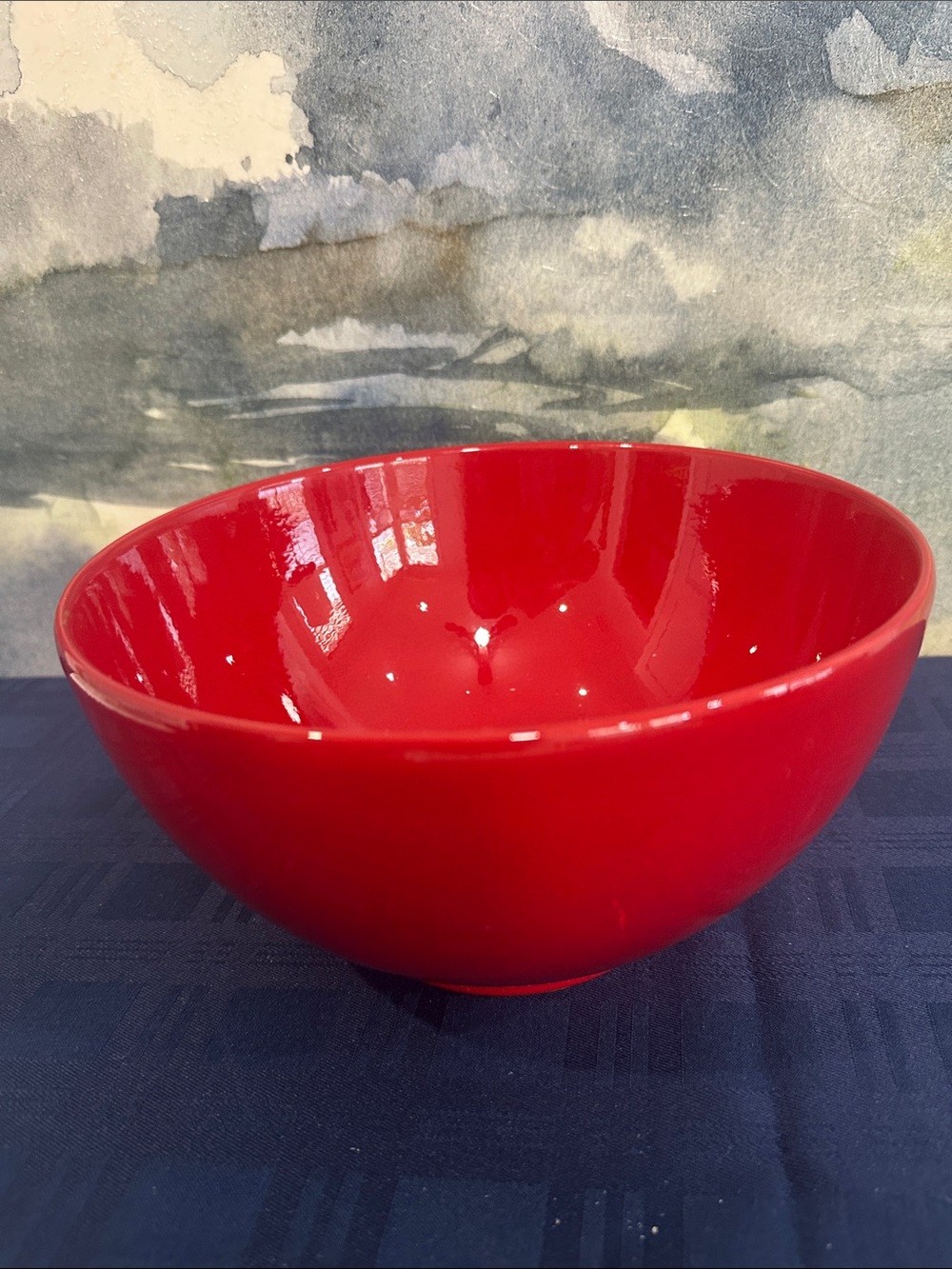 Vintage  Waechtersbach  bowl featuring a vibrant red glaze